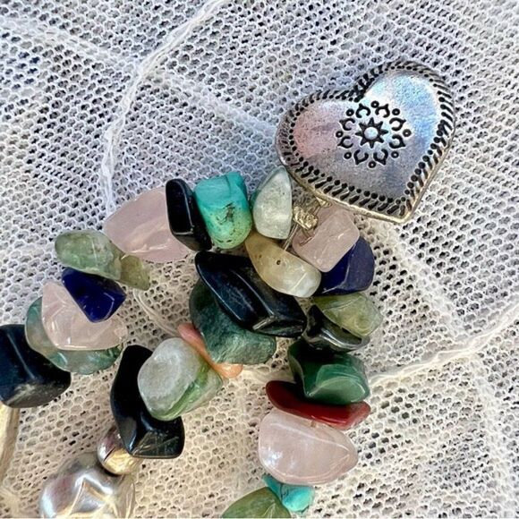 Artisan Crafted Heart & Tumbled Gemstone Bracelet - Picture 3 of 16